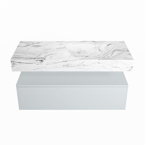 MONDIAZ ALAN - DLUX Badkamermeubelset - 110cm - onderkast - Clay - 1 lade - vrijhangende wastafel - wasbak rechts - 1 kraangat - Glace SW805998