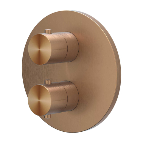 IVY Concord Ensemble de douche de tête - encastré - inverseur d’arrêt 2 voies - bras de plafond 30 cm - douche de tête ronde medium 25 cm - barre de douche avec sortie - flexible de douche 150 cm - douchette stick - RVS316 - cuivre brossé mat PVD SW1031931