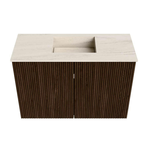 Mondiaz JOYA-DLUX Meuble de salle de bains 60cm - couleur Walnut - Vasque FAYE position Milieu Sans trou de robinet couleur Meli. SW1424390