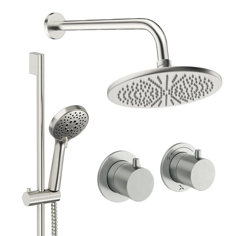Crosswater MPRO Module ensemble de douche pluie encastré – douche de tête Ø 30 cm – 2 leviers – barre de douche 69.8 cm – inox brossé SW1472392