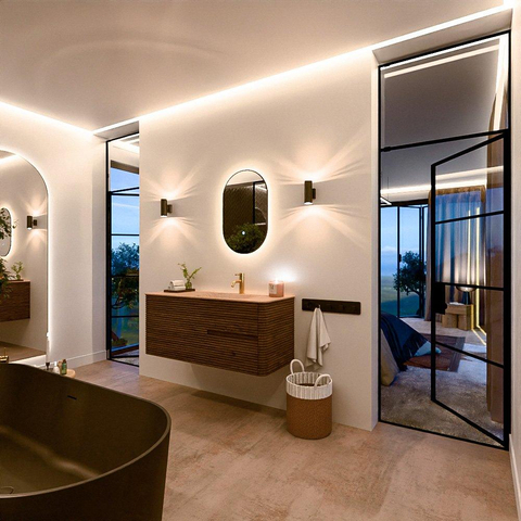 Mondiaz CIRO-DLUX Ensemble de meubles de salle de bains - 120x45x50cm - Plan vasque en solid surface Saba - 1 lavabo à droite - 1 trou de robinet - 2 tiroirs - Dusk SW1533334