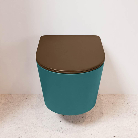 Mondiaz LAVIE hangtoilet – spoelrandloos – 36 x 53 cm – met softclose zitting – Smag (groen), zitting Rust (bruin) SW1208706