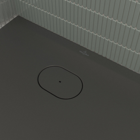 Villeroy & Boch Ecora douchebak - 80x80x3.5cm - afvoer korte zijde - anthracite (antraciet) SW1558926