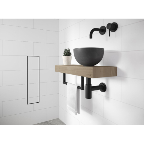 Looox Rail Wood handdoekhouder 50cm zwart mat SW392201