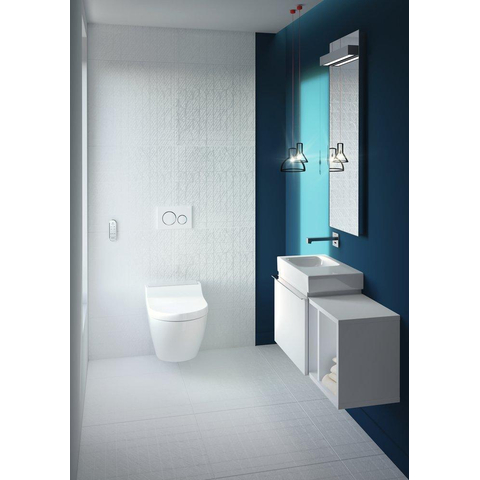 Geberit AquaClean Tuma Comfort douche-wc – verwarmde zitting & föhn – met wandbediening – wit, designafdekking wit SW809467