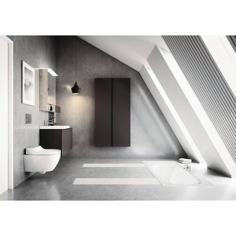 Geberit AquaClean Tuma Comfort Douchewc - spoelrandloos Wand geborsteld RVS afdekplaatje - met wandbediening - geborsteld wit glans SW809477