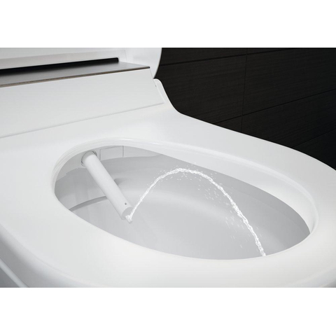Geberit AquaClean Tuma Comfort Douchewc zwart glas decorplaat - met zwarte wandbediening - wit glans SW809482