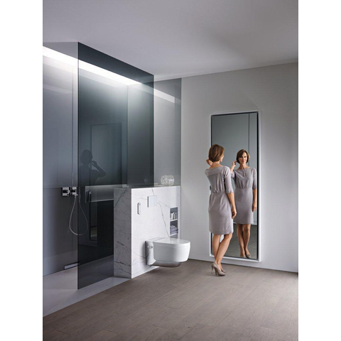 Geberit AquaClean Mera Comfort WC lavant – siège chauffant & séchage à air chaud – avec commande murale – blanc, cache design chromé SW1595397