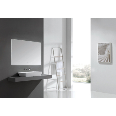 Saniclass Squared miroir – 100 x 70 cm – LED indirecte tout autour – chauffage de miroir – Aluminium SW108326