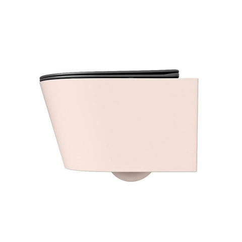 Mondiaz LAVIE hangtoilet – spoelrandloos – 36 x 53 cm – met softclose zitting – Rosee (roze), zitting Dark grey (grijs) SW1208605