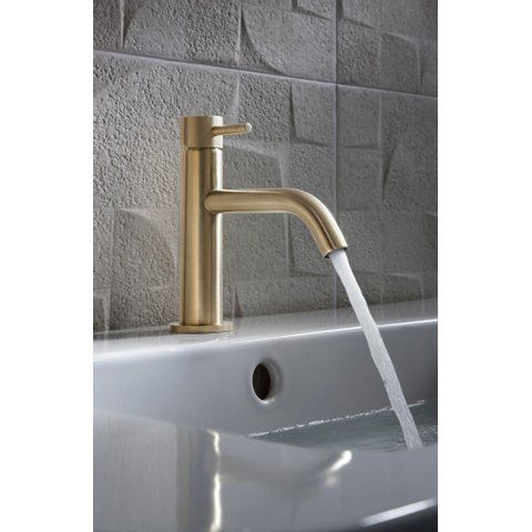 Crosswater MPRO Wastafelkraan - met geribbeld design - zonder waste - geborsteld messing (goud) SW209239