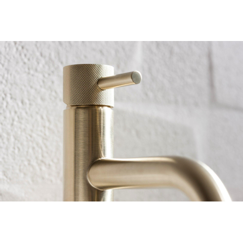 Crosswater MPRO Wastafelkraan - met geribbeld design - zonder waste - geborsteld messing (goud) SW209239
