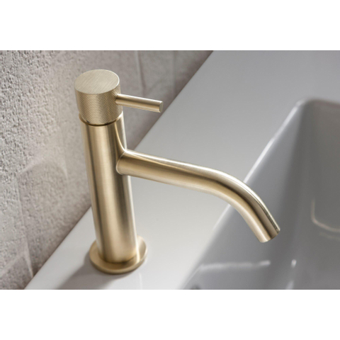 Crosswater MPRO Wastafelkraan - met geribbeld design - zonder waste - geborsteld messing (goud) SW209239