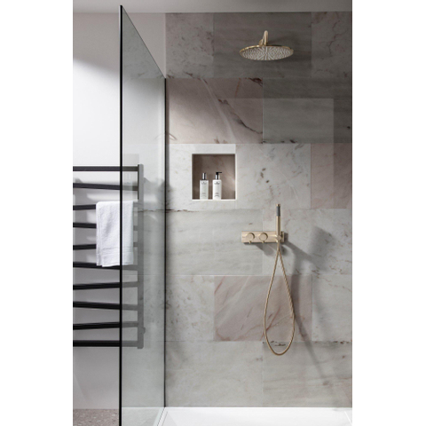 Crosswater MPRO Inbouw - thermostatisch bad/douchekraan horizontaal - met handdouche set - geborsteld messing (goud) SW209256
