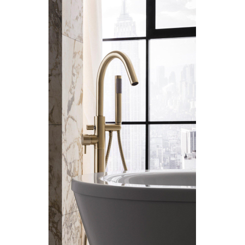 Crosswater MPRO Badkraan - vrijstaand - met staafhanddouche - geborsteld messing (goud) SW209266