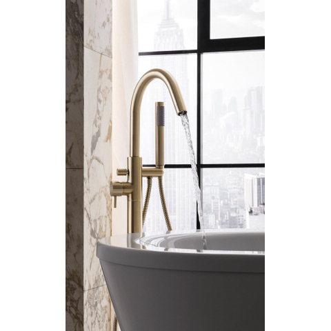 Crosswater MPRO Badkraan - vrijstaand - met staafhanddouche - geborsteld messing (goud) SW209266