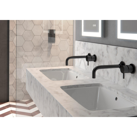 Crosswater MPRO mitigeur de lavabo encastré avec partie encastrée et bec de 14 cm et 22 cm noir mat SW209285