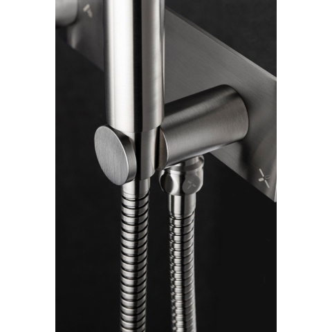 Crosswater MPRO Inbouw - thermostatisch bad/douchekraan horizontaal - met handdouche set - geborsteld RVS SW104189