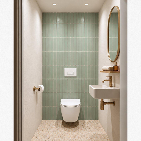 Adema Salina 2.0 Toiletset - 48.5x36x32cm - diepspoel - spoelrandloos - QeramiQ inbouwreservoir - softclose - quickrelease - toiletzitting - mat witte metalen bedieningsplaat - rechthoekige knoppen - wit SW1474594