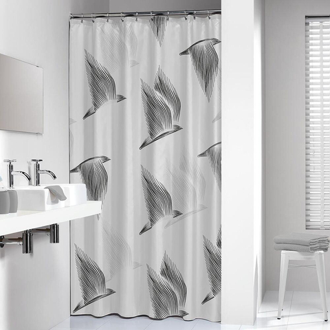 Sealskin Birds Rideau de douche 180x200 cm Polyester Noir / Blanc SW699527