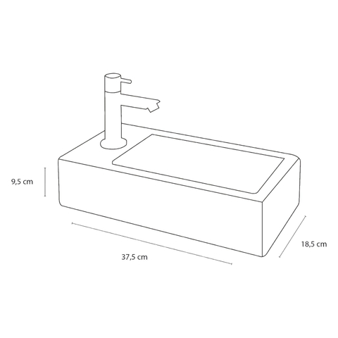 Differnz Helios fonteinset – 37.5x18.5x9.5 cm – keramiek wit – kraangat links – rechte chromen kraan SW209752