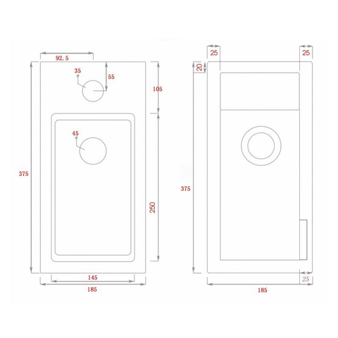 Differnz Helios pack lave-mains – 37,5 x 18,5 x 9,5 cm – céramique blanche – perçage à gauche – robinet droit chromé SW209752