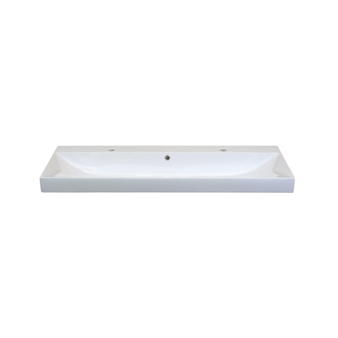 H&R Badmeubelen Just Wastafel - 121x46x7.5cm - 1 wasbak - 2 kraangaten - keramiek wit SW457624