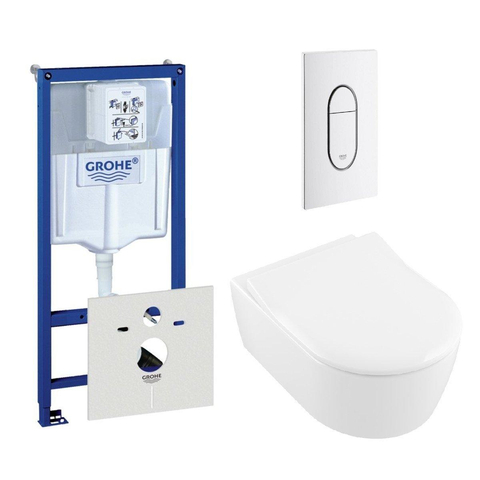Villeroy & Boch Avento Cuvette y compris réservoir encastré et plaque de commande verticale blanc SW214129