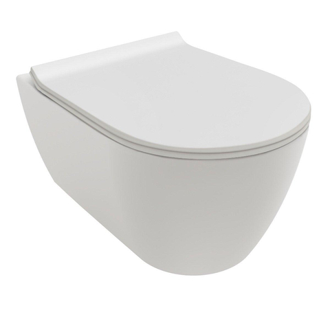 Royal Plaza Toela rr WC suspendu sans bride blanc mat avec réservoir encastrable, abattant et plaque de commande vertical blanc SW222502