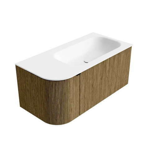 Mondiaz KURVE Ensemble de meuble de salle de bains - 95x46x40cm - 1 tiroir - 1 porte - lavabo solid surface - droit - sans trou de robinet - Dusk SW1414782