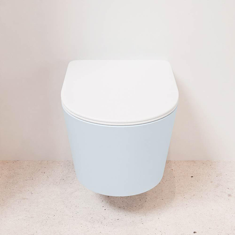 Mondiaz LAVIE hangtoilet – spoelrandloos – 36 x 53 cm – met softclose zitting – Clay (lichtblauw/grijs), zitting Talc (wit) SW1208754