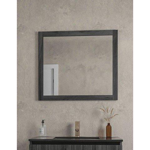 Saniclass Holz Base spiegel – 80x70 cm – Zwartbruin mat SW773969