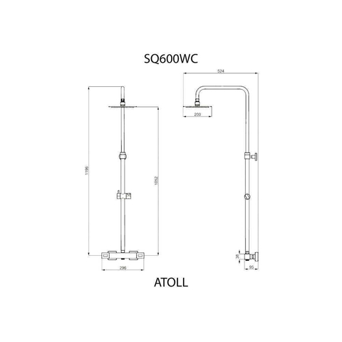 Crosswater Atoll Multivalve Doucheset - met thermostatische kraan - hoofddouche 36x24cm en handdouche - met douc - hoogglans chroom SW31164