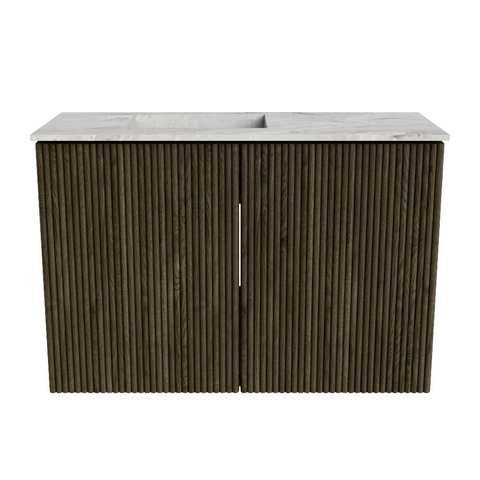 Mondiaz JOYA-DLUX Meuble de salle de bains 60cm - couleur Shadow - Vasque FAYE position Gauche Sans trou de robinet couleur Glace SW1422735