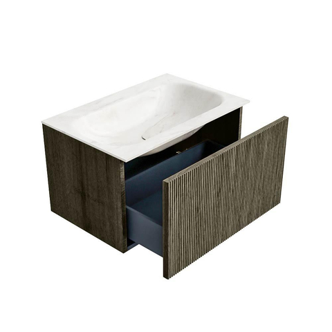 Mondiaz KURVE-DLUX Ensemble de meubles de salle de bains - 70x46x40cm - 1 tiroir - lavabo solid surface - central - 1 trou de robinet - Shadow SW1414431
