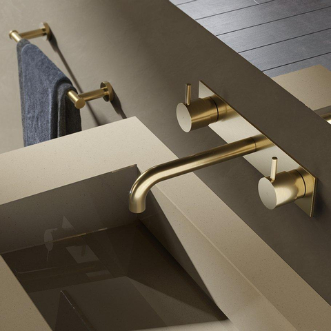 Hotbath Cobber Inbouw wastafelkraan - 3 gats - met achterplaat en 18cm uitloop - mat wit SW73616