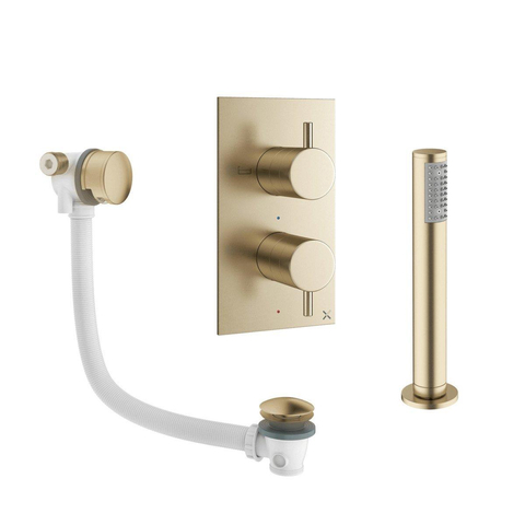 Crosswater MPRO Badkraan - inbouw - verticaal - 2 functies - geborsteld messing (goud) SW223270