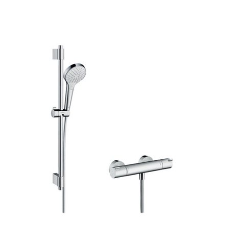 Hansgrohe Croma select s Douchesysteem - met Ecostat - 1001 CL douchekraan - thermostatisch - 72cm renovatiesetch - thermostaat - chroom SW213553