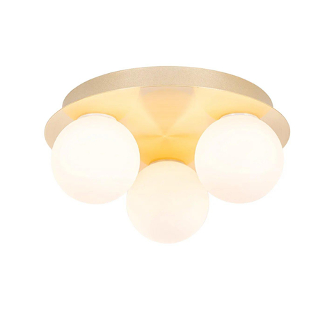 QAZQA Cederic badkamer plafondlamp - 23x23x10.3cm - 3 lichts - rond - messing (goud) SW1187240
