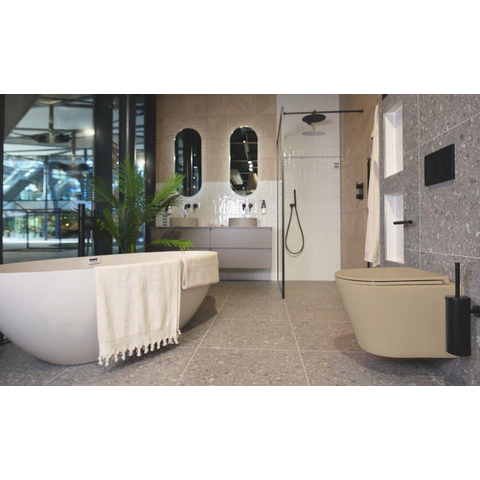 QeramiQ Dely WC suspendu – sans bride – profondeur 51,7 cm – avec abattant fin (slim) softclose – beige mat SW1030606