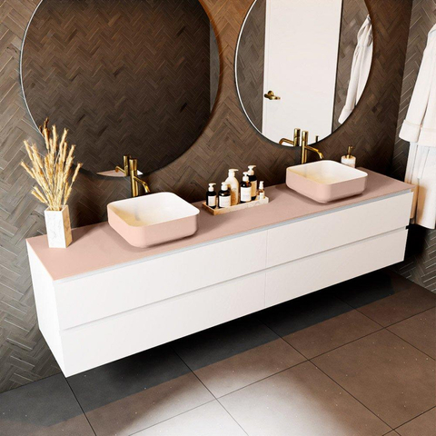 Mondiaz TOP 46 Topblad - 220x46x0.9cm - geschikt voor afdekplaat - Solid surface - Rosee SW1017473