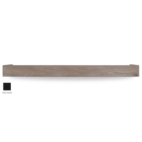 Looox Wood collection shelf BoX 120cm met bodemplaat zwart mat eiken SW73146