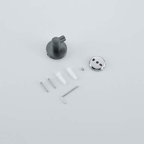 Fortifura Calvi Handdoekhaak - enkel - rond - met rozet - PVD - geborsteld gunmetal (antraciet) SW721175