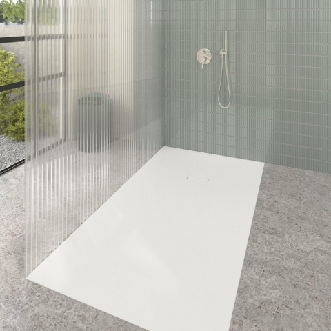 Villeroy & Boch Ecora douchebak - 180x100x4.5cm - afvoer korte zijde - stone white (wit) SW1558890