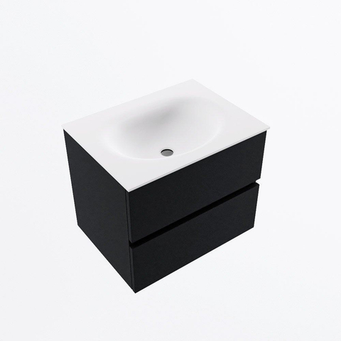 MONDIAZ VICA meuble sous lavabo 60cm Urban 2 tiroirs. Lavabo MOON centre 1 trou de robinet, couleur Talc. SW1381815