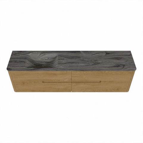 Mondiaz CIRO-DLUX Ensemble de meubles de salle de bains - 190x45x50cm - Plan vasque solid surface Sombra - 1 lavabo à gauche - 1 trou de robinet - 4 tiroirs - Chêne SW1531293