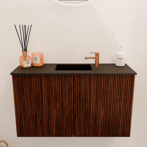 Mondiaz JOYA 70cm toiletmeubel - kleur Ruby - Wastafel FAYE positie Midden 1 kraangat kleur Urban. SW1421815