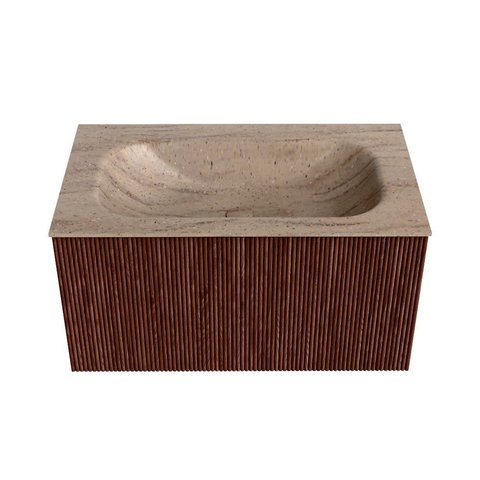MONDIAZ KURVE-DLUX Meuble de salle de bains 80 cm couleur Ruby avec 1 tiroir et 0 porte. Lavabo BIG SMALL Centre sans trou de robinet Saba. SW1433447