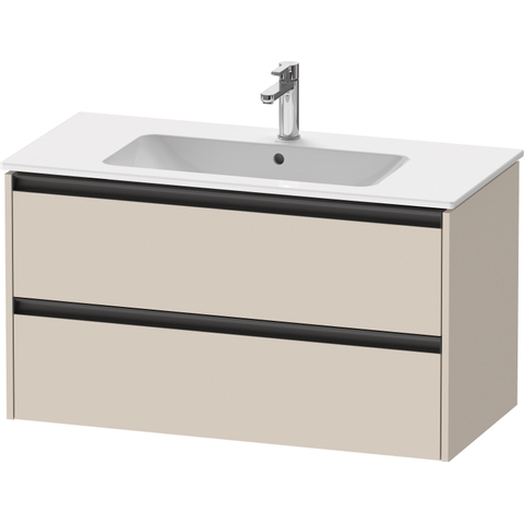Duravit Ketho.2 Wastafelonderbouwkast - met 2 laden - 101x48x55cm - met grepen antraciet - taupe supermat SW771845