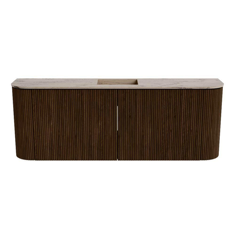 Mondiaz JOYA-DLUX Meuble de salle de bains 113.2cm - arrondis gauche et droite couleur Walnut - Vasque FAYE position Milieu 1 trou de robinet couleur Arena. SW1424382